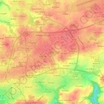 Coz Ribin topographic map, elevation, terrain