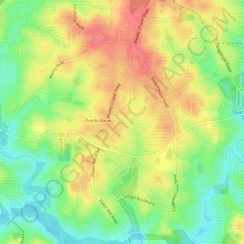 Pinehurst topographic map, elevation, terrain