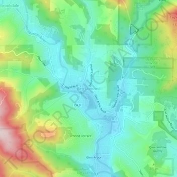 Ben Lomond topographic map, elevation, terrain