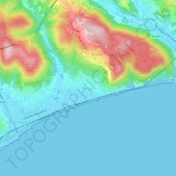 Borgio topographic map, elevation, terrain