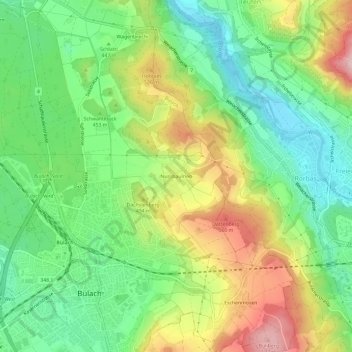 Nussbaumen topographic map, elevation, terrain