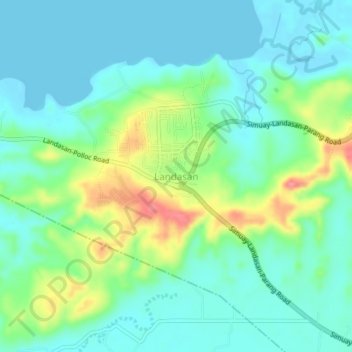 Landasan topographic map, elevation, terrain
