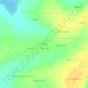 Ading topographic map, elevation, terrain