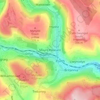 Mount Pleasant topographic map, elevation, terrain