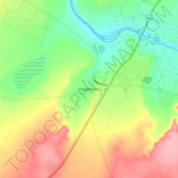 Hopetown topographic map, elevation, terrain