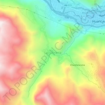 Saccsamarca topographic map, elevation, terrain
