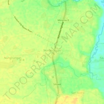 Nungnungan topographic map, elevation, terrain
