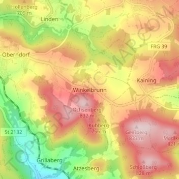 Winkelbrunn topographic map, elevation, terrain