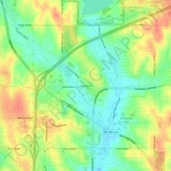 Irvington topographic map, elevation, terrain