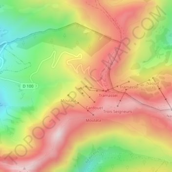 Hautacam topographic map, elevation, terrain