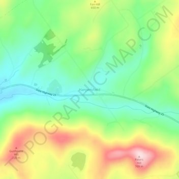 Harpersfield topographic map, elevation, terrain