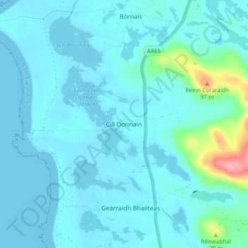 Kildonan topographic map, elevation, terrain