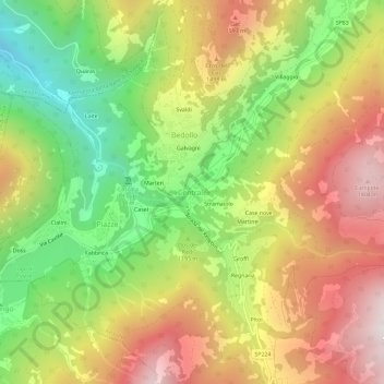 Centrale topographic map, elevation, terrain