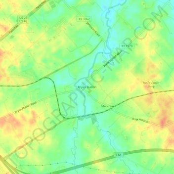 Bryan Station topographic map, elevation, terrain