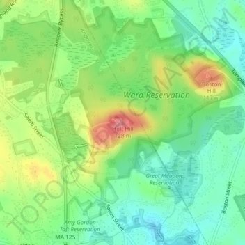 Holt Hill topographic map, elevation, terrain