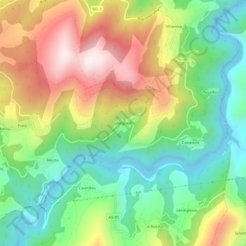 Langrave topographic map, elevation, terrain