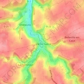 Anglesqueville topographic map, elevation, terrain