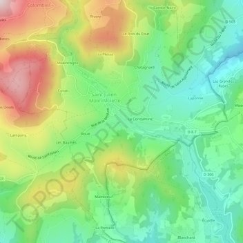 Le Mas topographic map, elevation, terrain