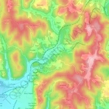 Le Brugal topographic map, elevation, terrain