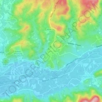 Archaia Pisa topographic map, elevation, terrain
