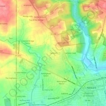 Fairfield topographic map, elevation, terrain
