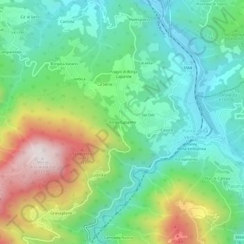 Borgo Capanne topographic map, elevation, terrain