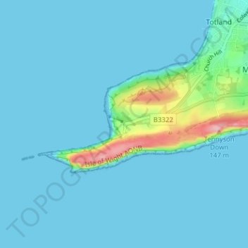 Alum Bay topographic map, elevation, terrain