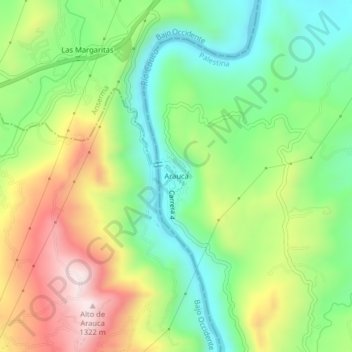 Arauca topographic map, elevation, terrain
