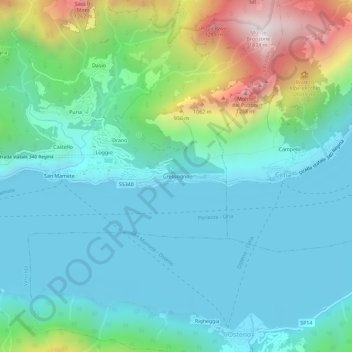 Cressogno topographic map, elevation, terrain