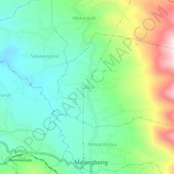 Cisitu topographic map, elevation, terrain