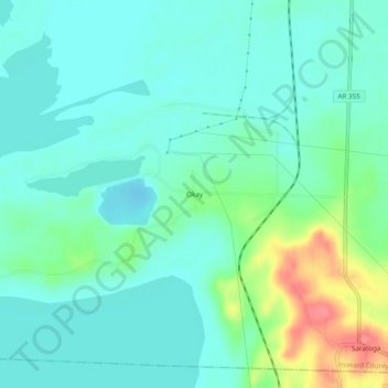 Okay topographic map, elevation, terrain