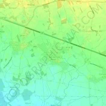 Banda Crauì topographic map, elevation, terrain