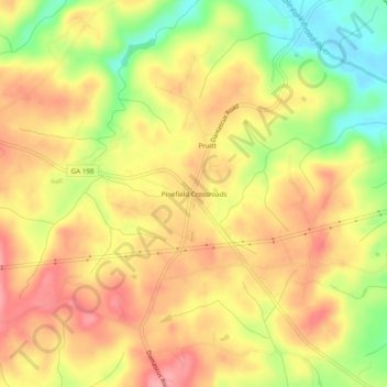 Pinefield Crossroads topographic map, elevation, terrain