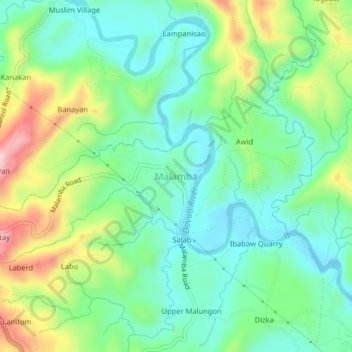 Malamba topographic map, elevation, terrain