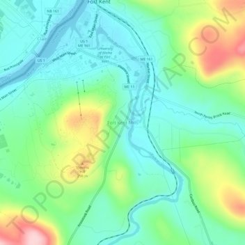 Fort Kent Mills topographic map, elevation, terrain