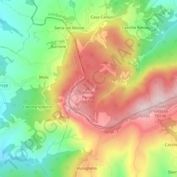 Monte Penola topographic map, elevation, terrain