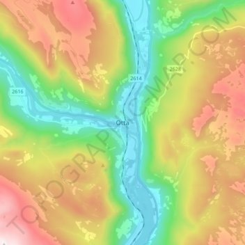 Otta topographic map, elevation, terrain