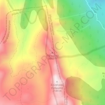 (Grammos) topographic map, elevation, terrain