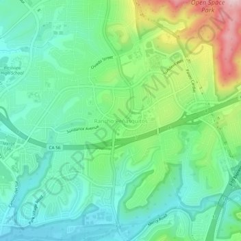 Rancho Peñasquitos topographic map, elevation, terrain