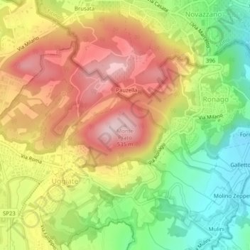 Monte Prato topographic map, elevation, terrain