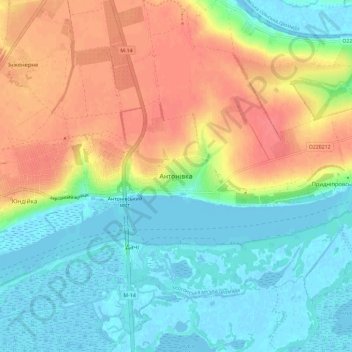 Antonivka topographic map, elevation, terrain