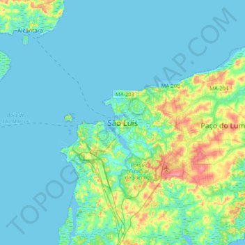 São Luís topographic map, elevation, terrain