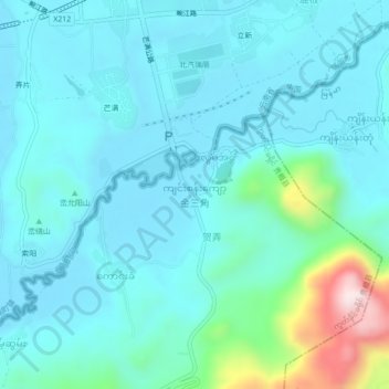 金三角 topographic map, elevation, terrain
