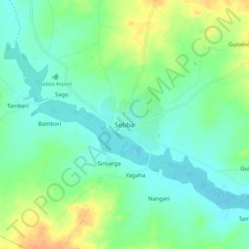 Sebba topographic map, elevation, terrain