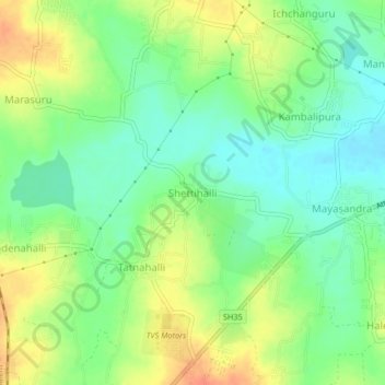 Shettihalli topographic map, elevation, terrain