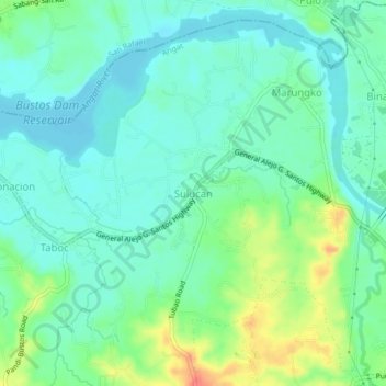 Sulucan topographic map, elevation, terrain