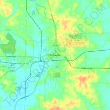Boonville topographic map, elevation, terrain
