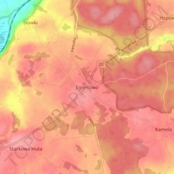 Egiertowo topographic map, elevation, terrain