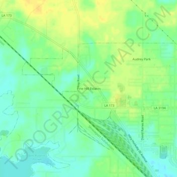 Pine Hill Estates topographic map, elevation, terrain