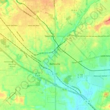 Belleville topographic map, elevation, terrain